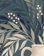Close-up detail from Teal Willow Pitcher showing printed color and surface texture