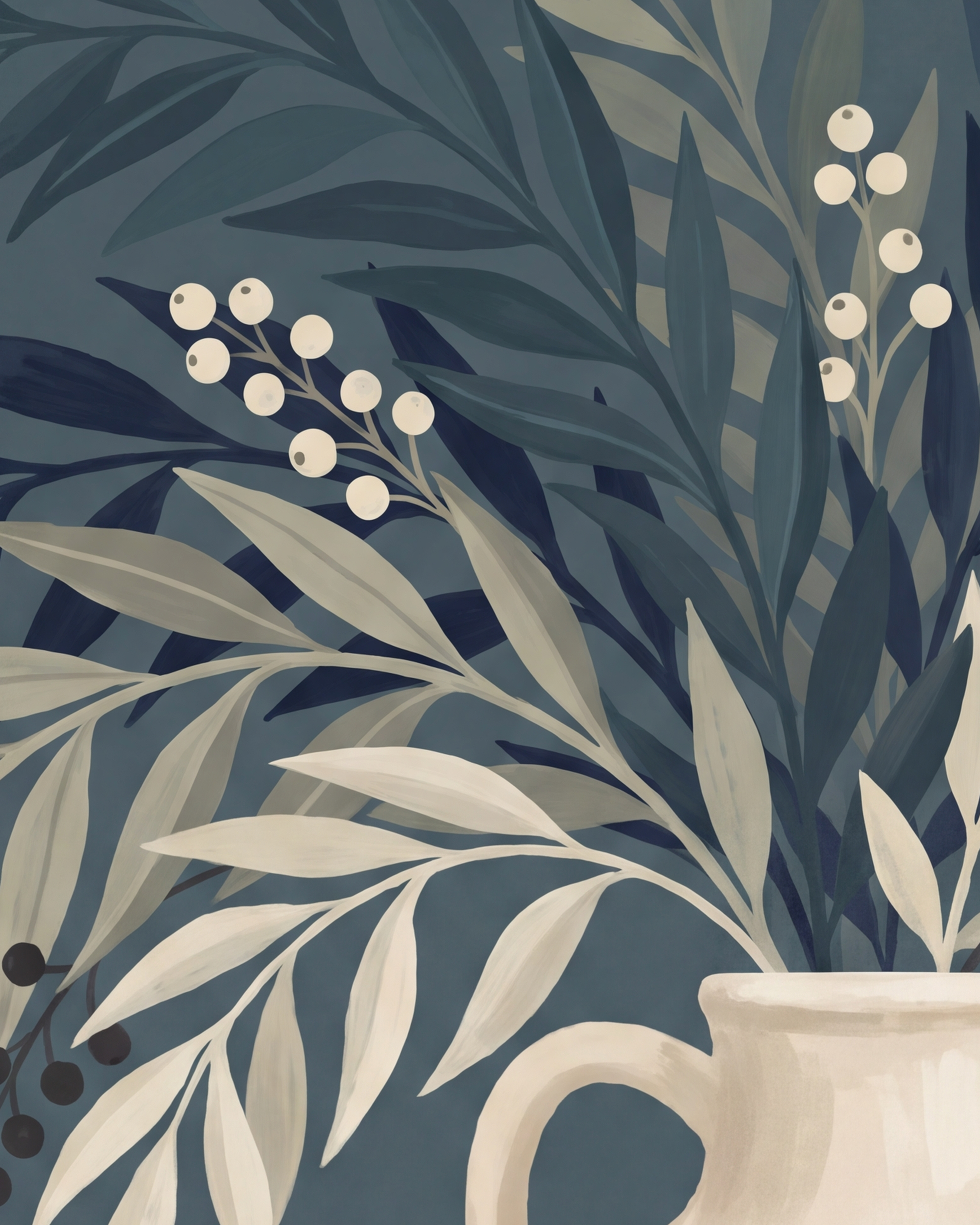 Close-up detail from Teal Willow Pitcher showing printed color and surface texture
