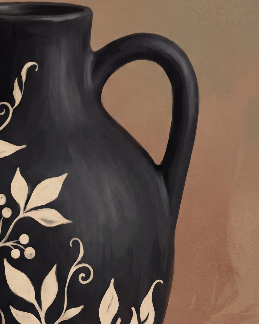 Close-up detail from Black Amphora Motif showing printed color and surface texture