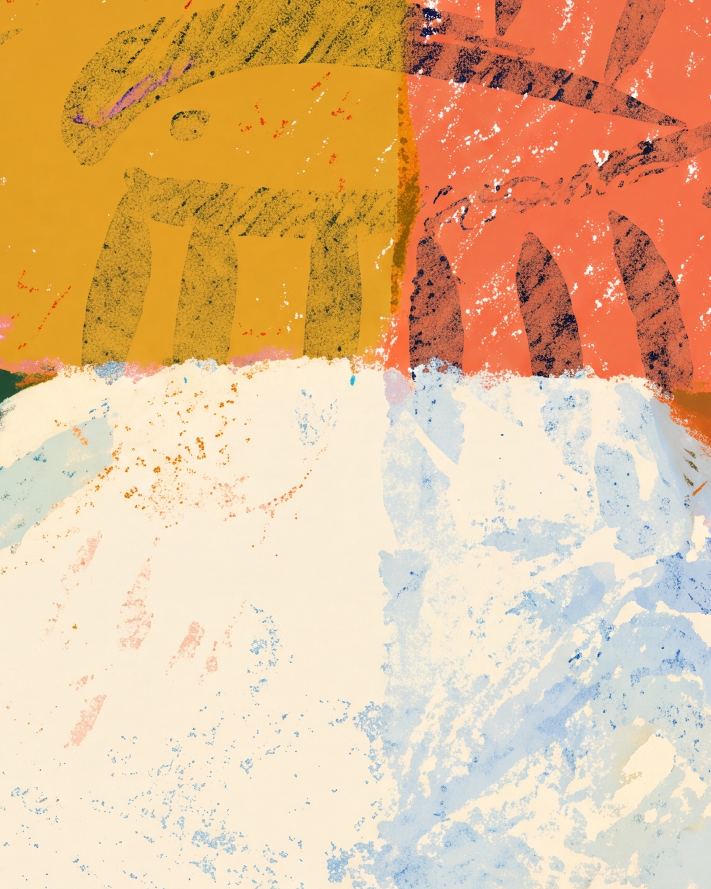Close-up detail from Split Horizon showing printed color and surface texture