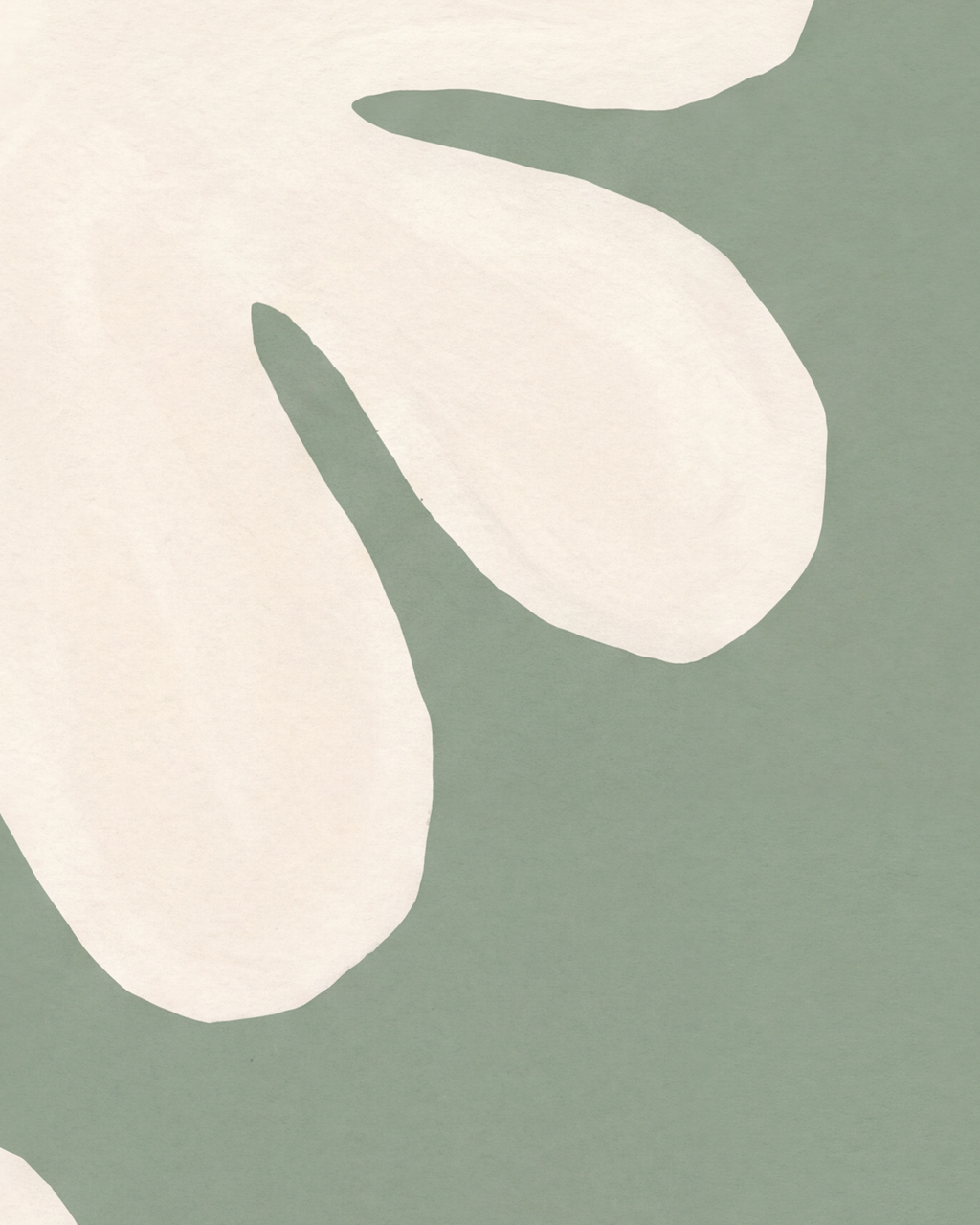 Close-up detail from Cream Cutouts Sage showing printed color and surface texture