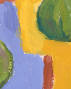 Close-up detail from Three Figs showing printed color and surface texture