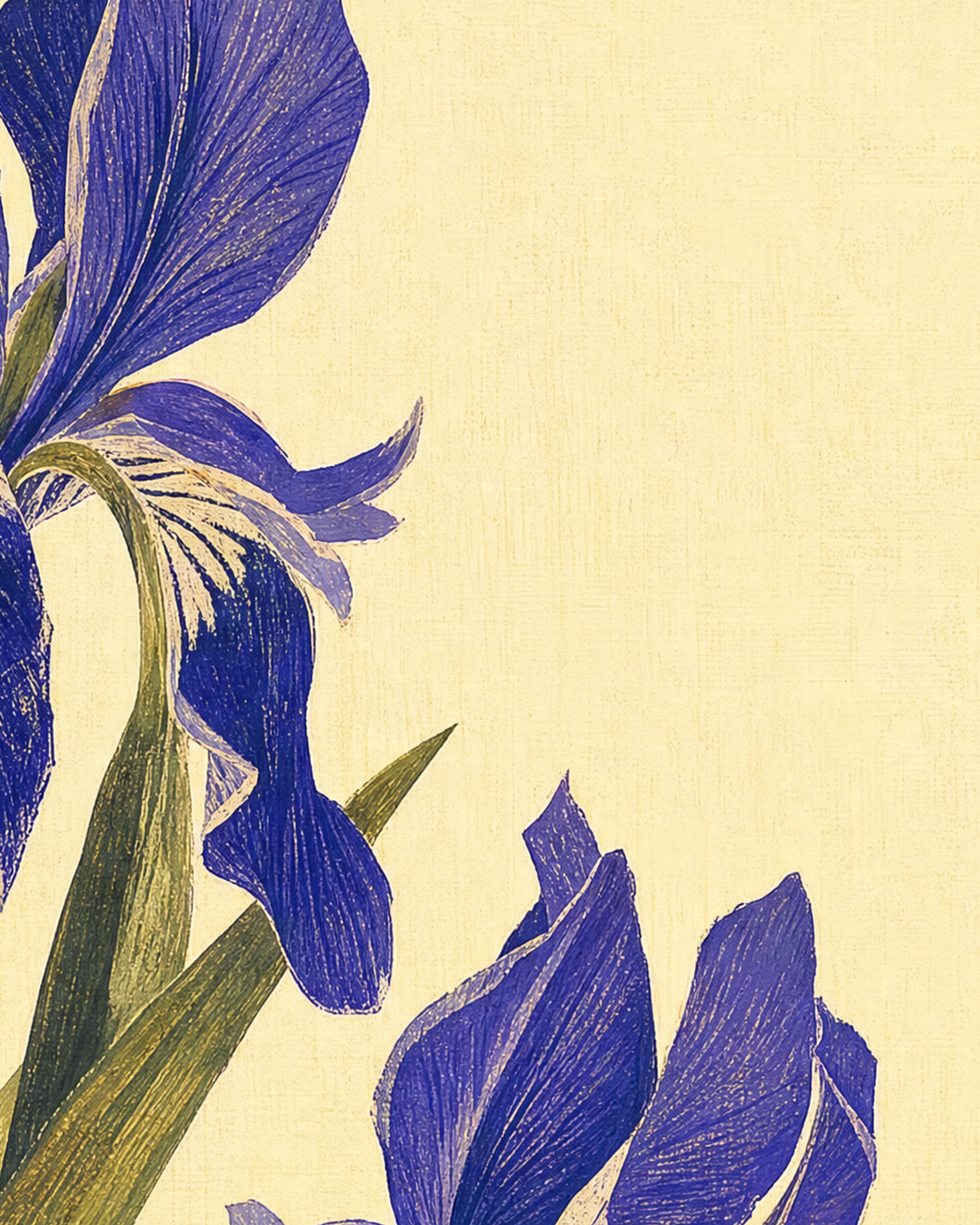 Close-up detail from Blue Folk Stem showing printed color and surface texture