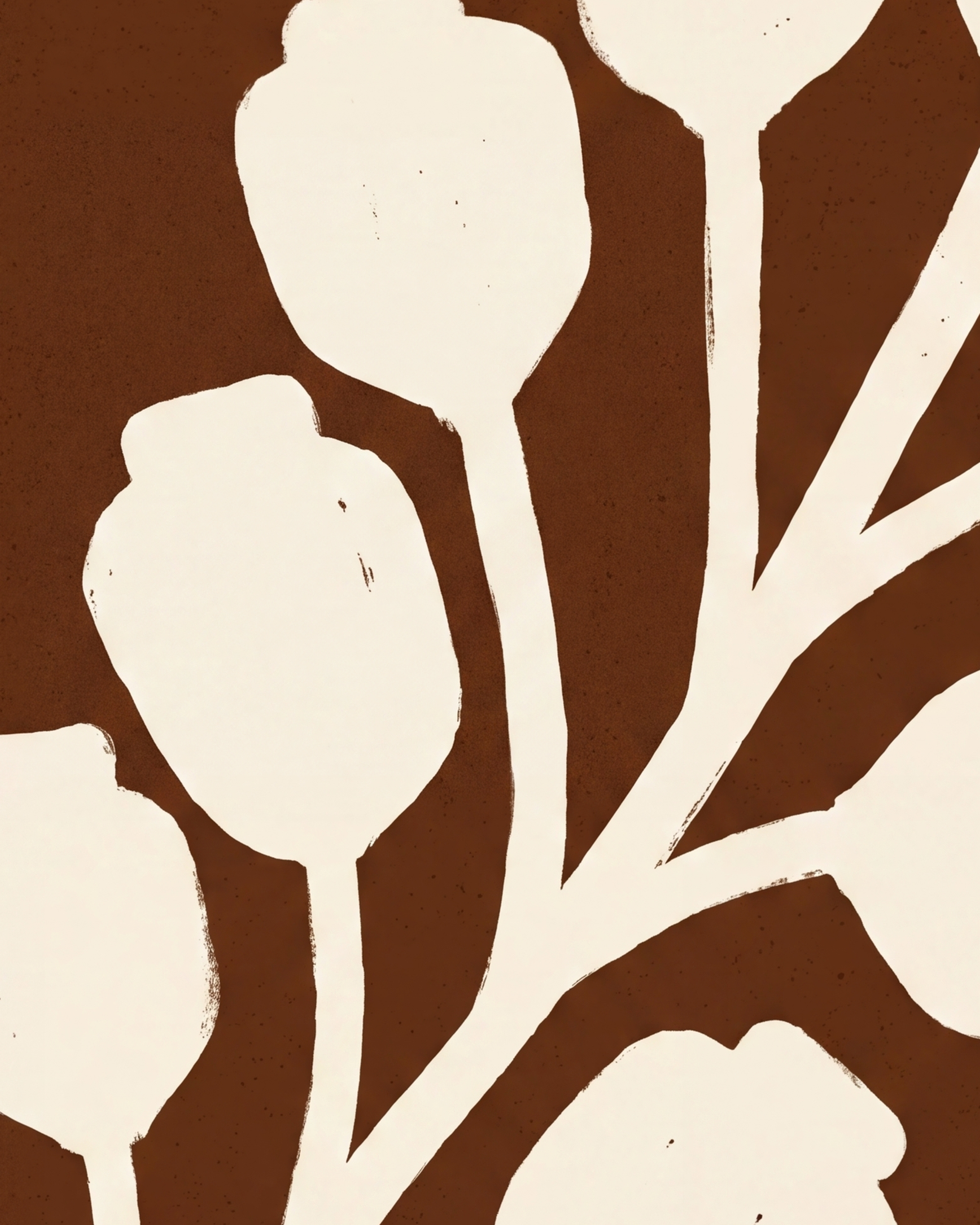 Close-up detail from Cream Bloom Brown showing printed color and surface texture