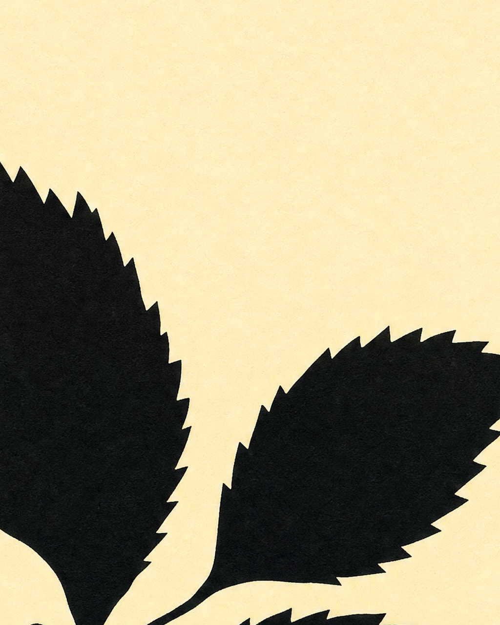 Close-up detail from Black Leaf Sprig showing printed color and surface texture