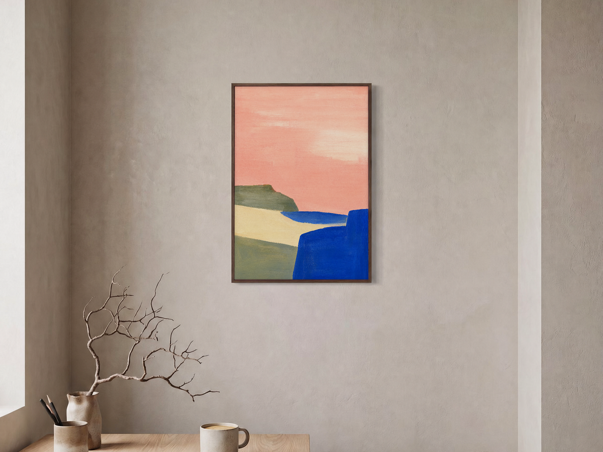 Pinky Sky print on a studio wall above a desk