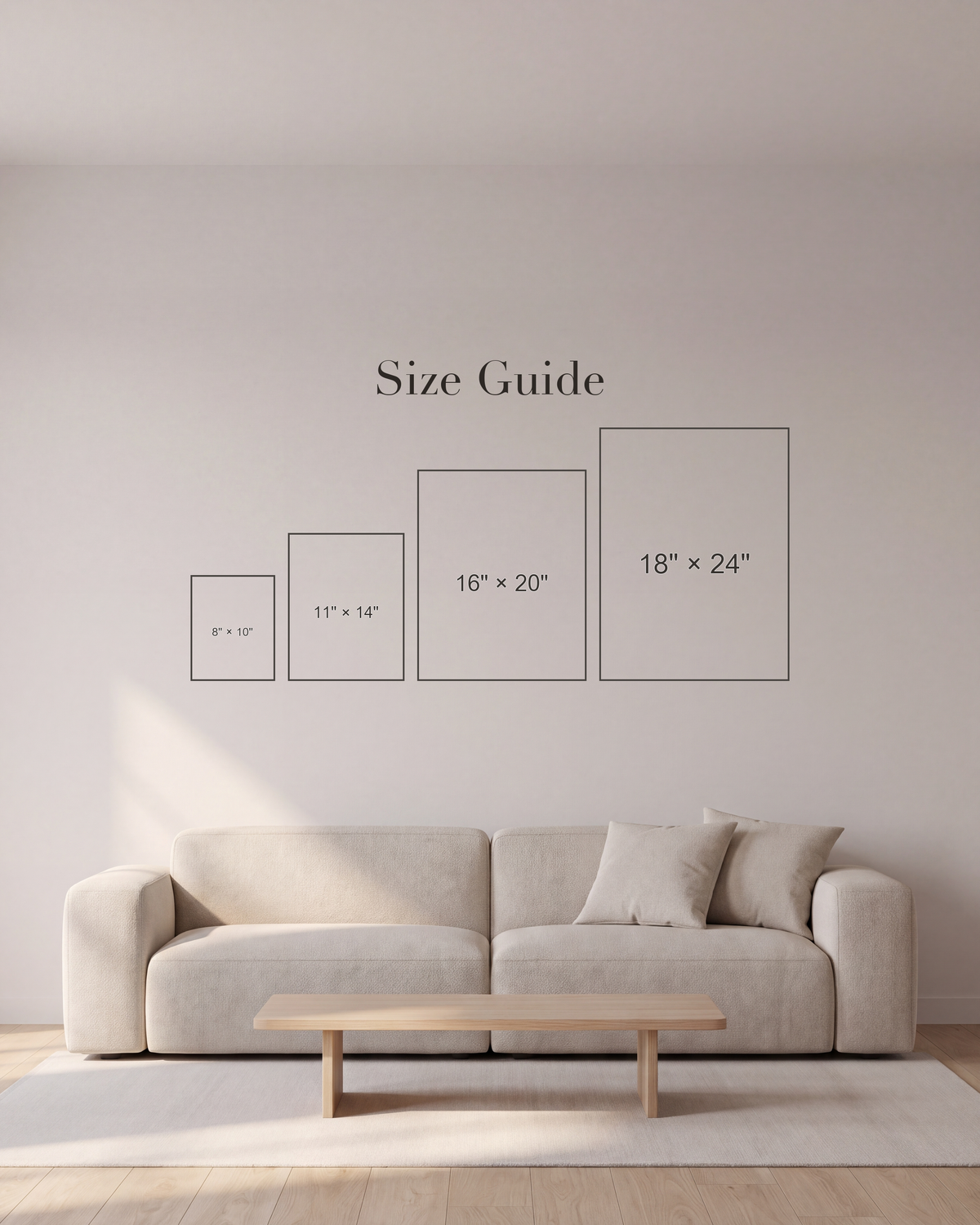 Portrait unframed print size guide for 8 × 10, 11 × 14, 16 × 20, 18 × 24 inches